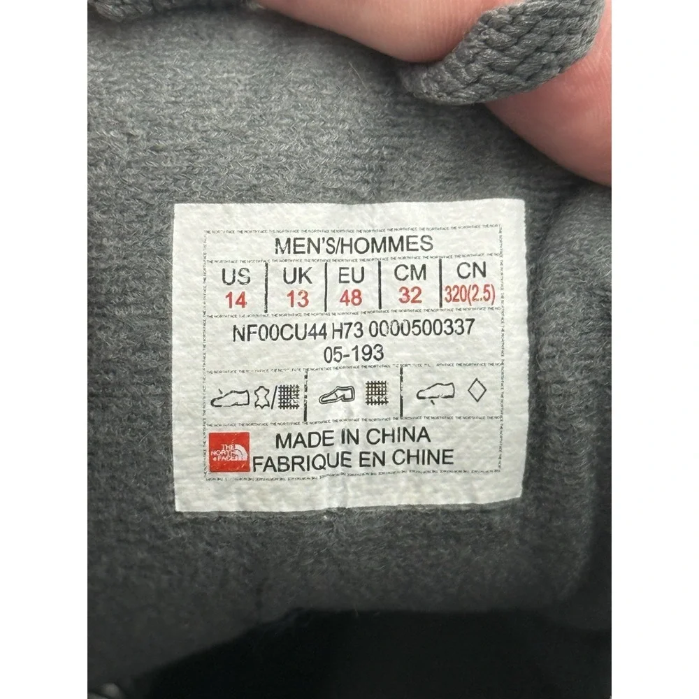 The North Face Chilkat Snow Boots Men's Size 14 Gray Waterproof Winter Lace Up